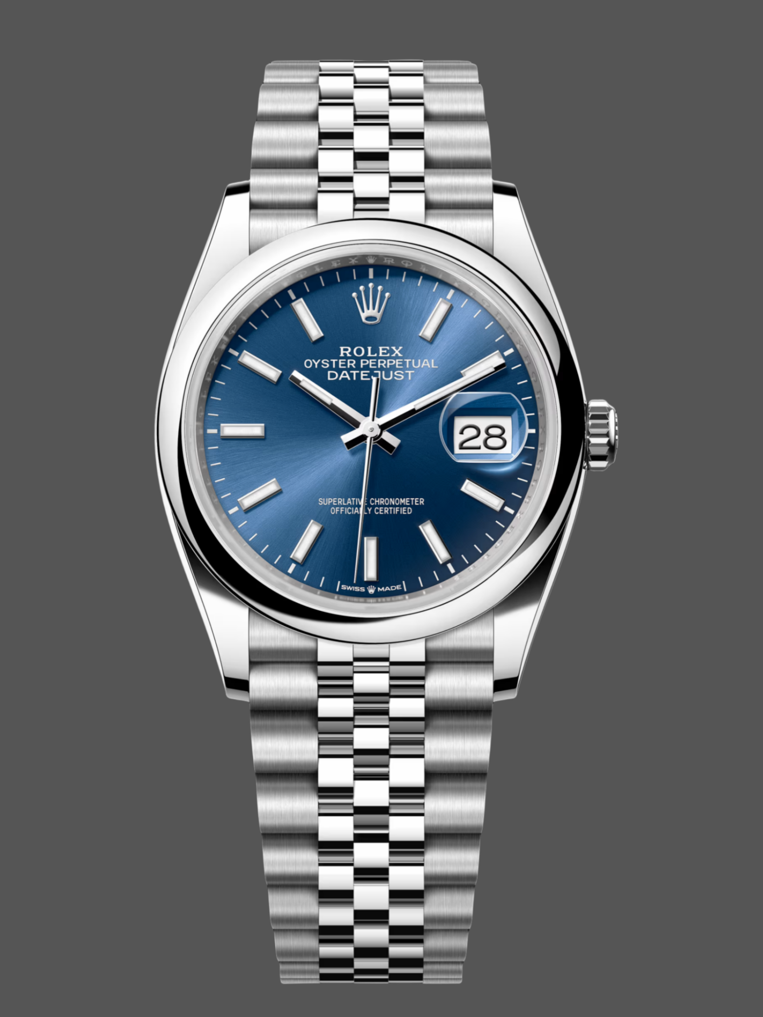 Rolex Datejust 126200 Blue Index Dial Jubilee Stainless Steel 36MM Unisex Replica Watch