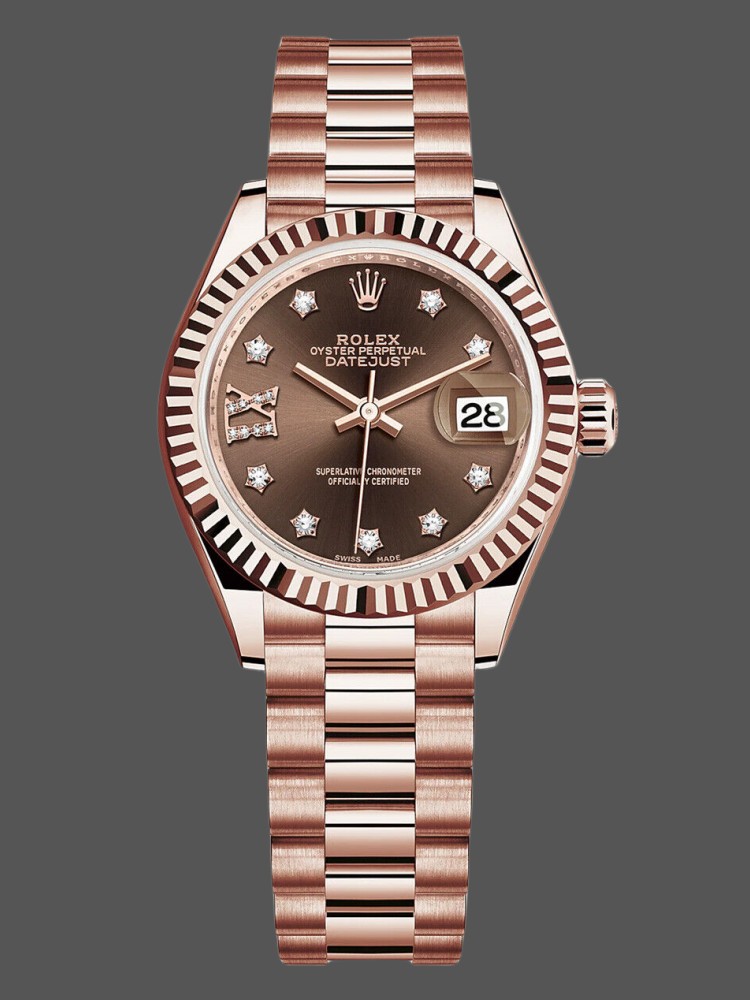 Rolex Datejust 279175 Chocolate Diamond Mark Fluted Bezel 28mm Lady Replica Watch