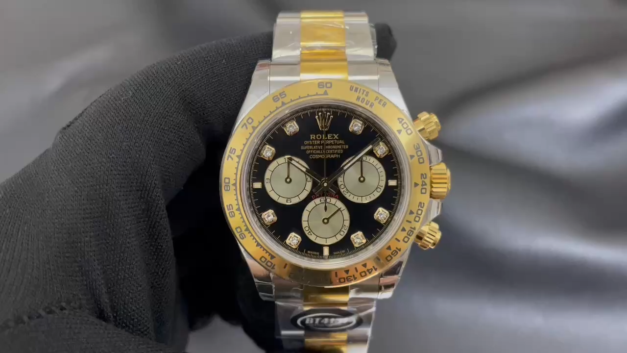 Rolex Two Tone Daytona 126503 0002 Black Diamond Replica Watch
