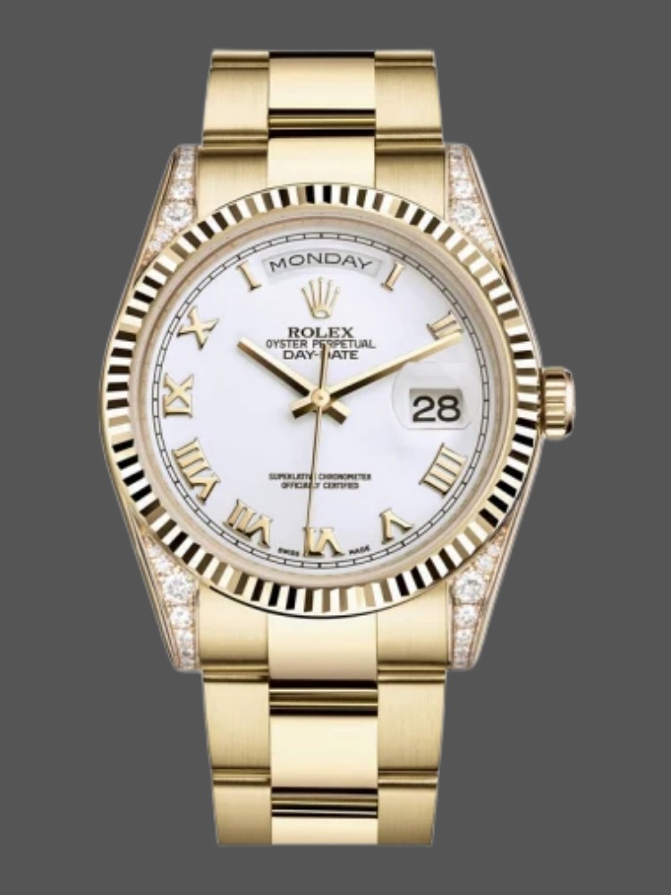 Rolex Day-Date 118338 White Roman Dial 36mm Unisex Replica Watch