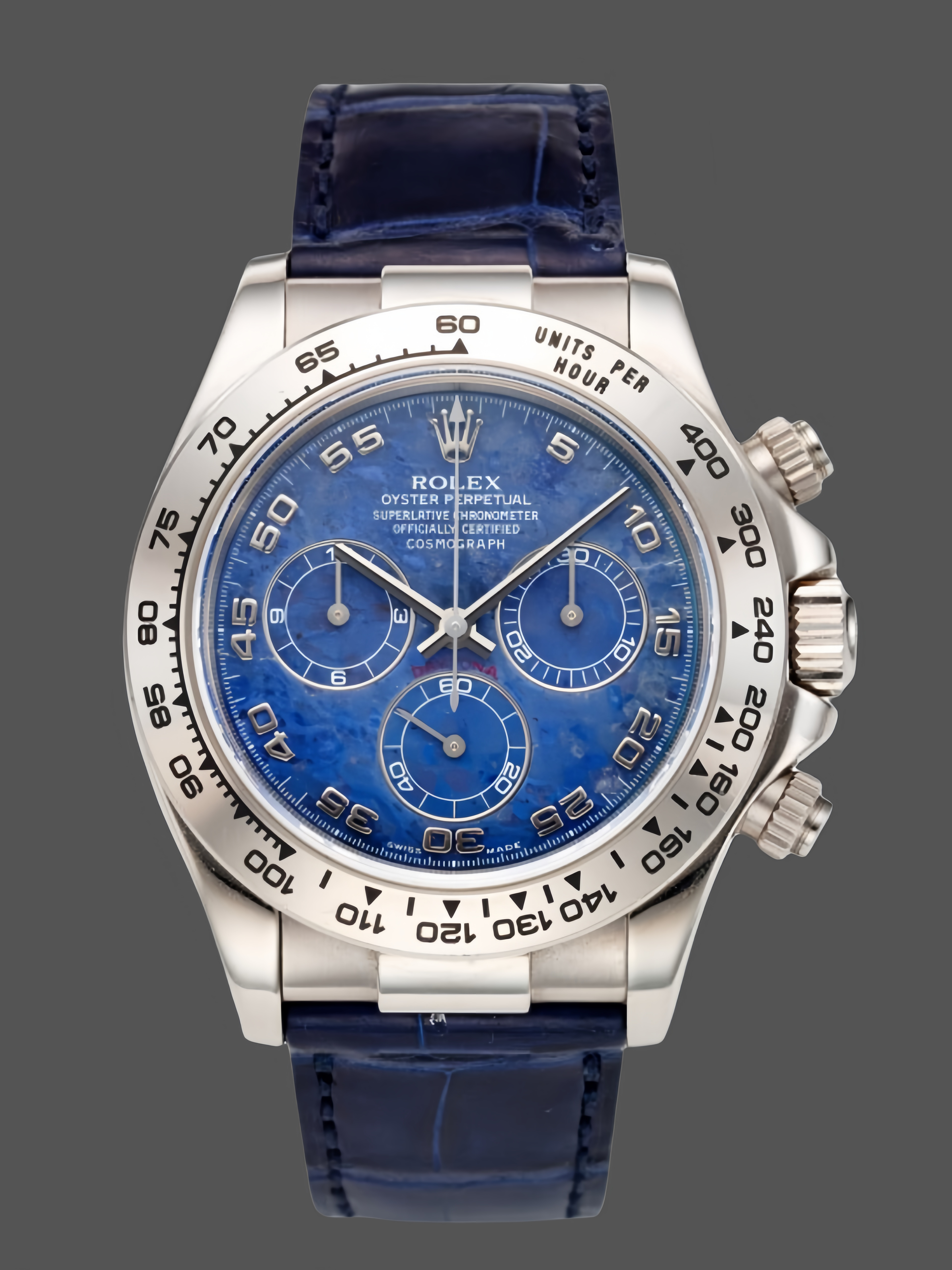 Rolex Daytona 116519 Sodalite Arabic Dial Blue Alligator Leather 40mm Mens Replica Watch