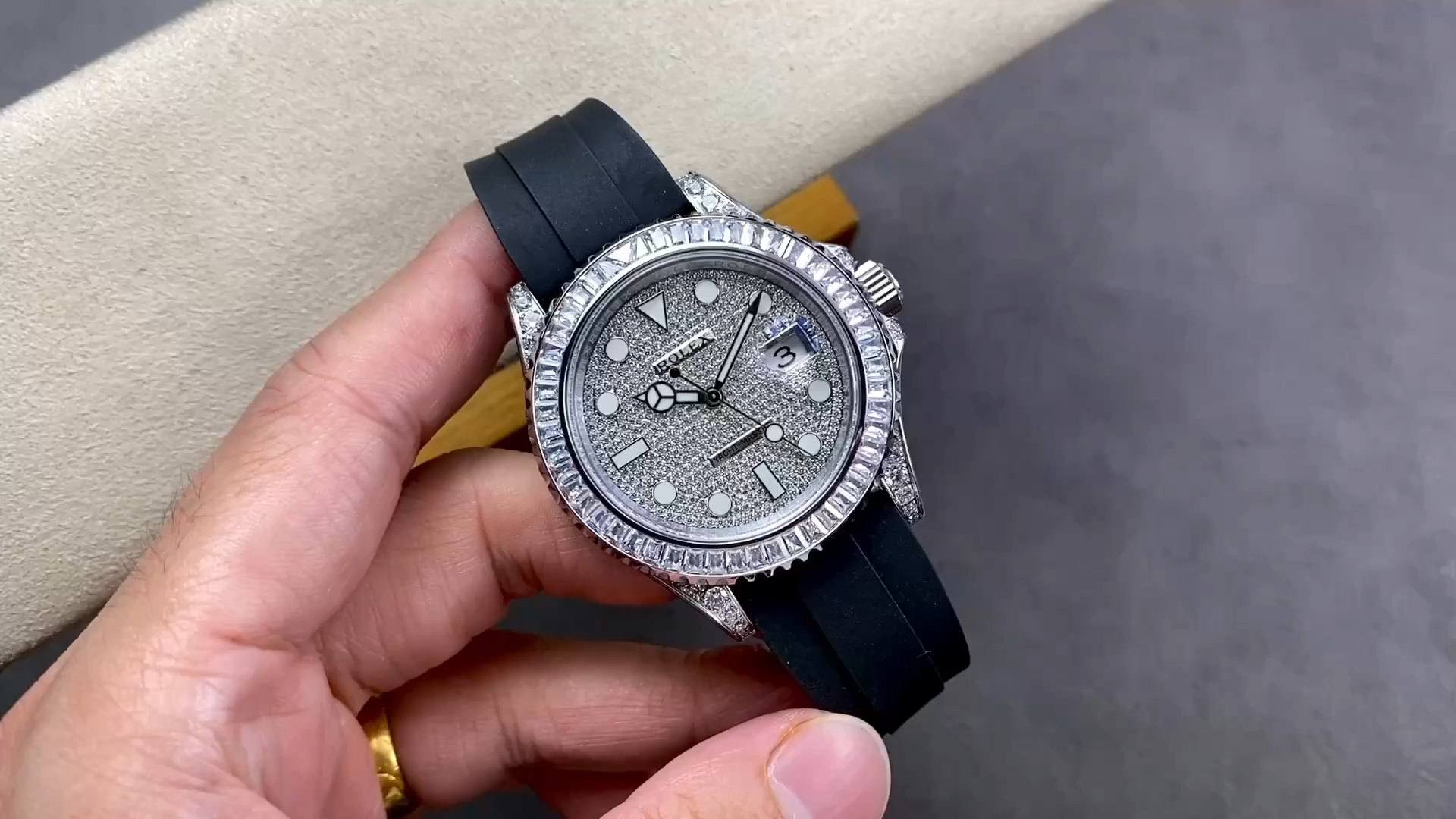 Rolex Yacht Master 226679TBR White Gold 42mm Baguette Diamond Watch