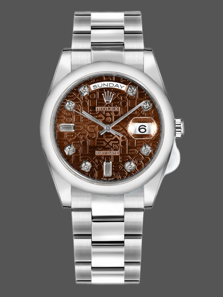 Rolex Day-Date 118209 Jubilee Chocolate Brown Diamonds Dial 36mm Unisex Replica Watch