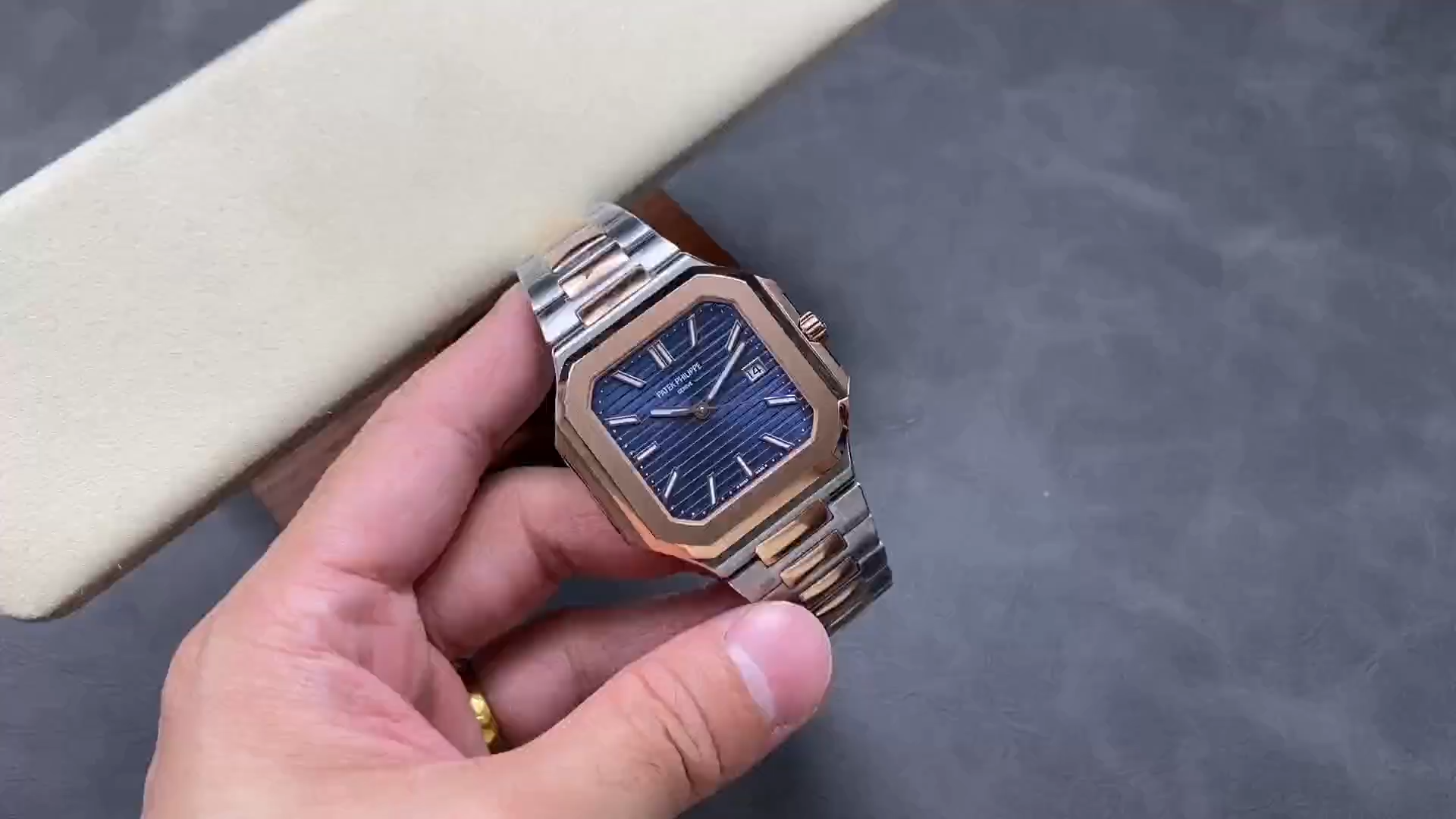 Patek Philippe Cubitus 5821/1AR-001 Stainless Steel Rose Gold Blue Dial Men's Watch
