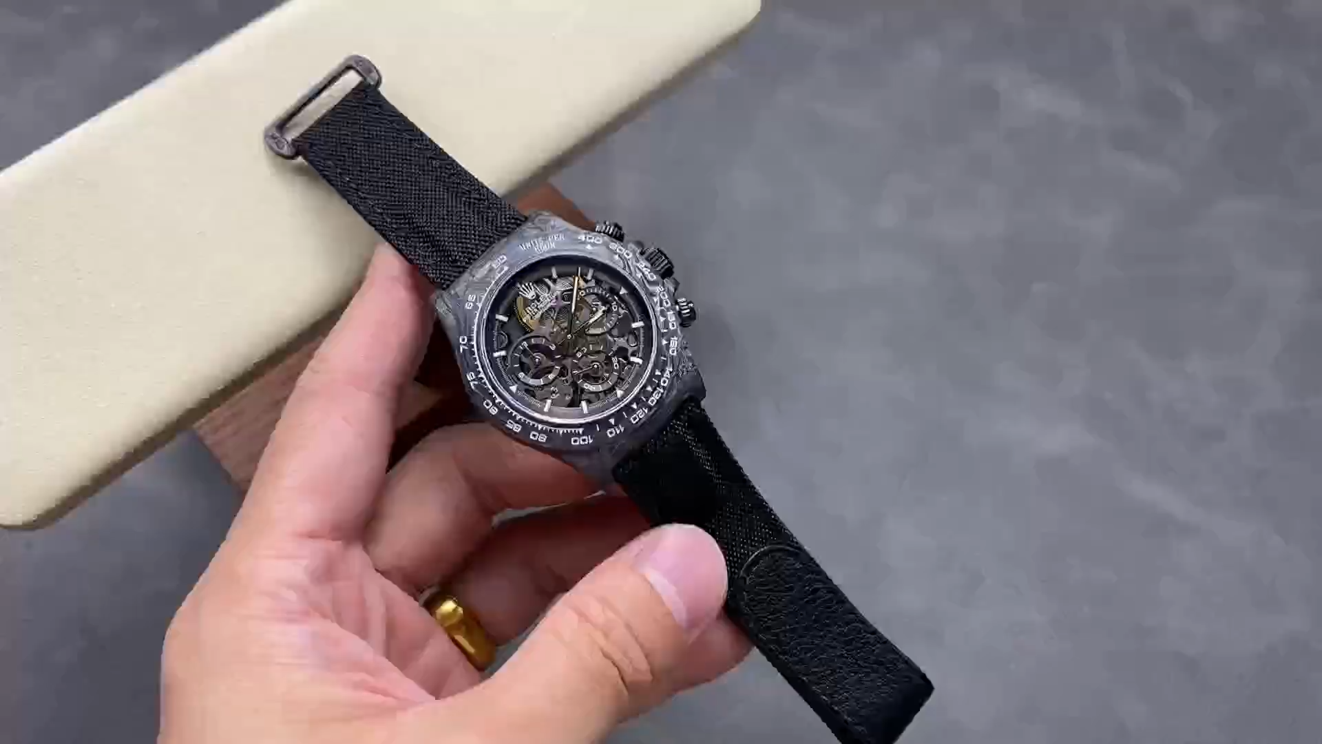 Rolex Daytona DIW Carbon Fiber Skeleton Black Replica Watch