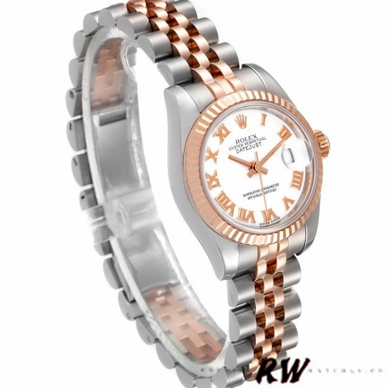 Rolex Datejust 179171 White Roman Numeral Dial Fluted Bezel 26MM Lady Replica Watch