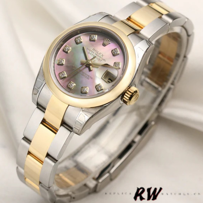 Rolex Datejust 179163 Black Mother of Pearl Dial Domed Dezel 26MM Lady Replica Watch
