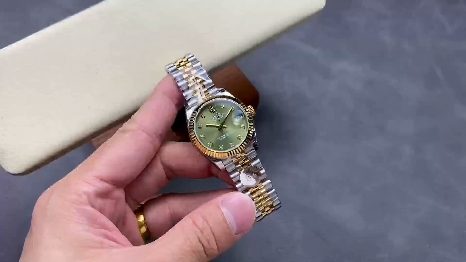 Rolex Datejust 31mm Stainless Steel and Yellow Gold 278273 0003 Green Jubilee