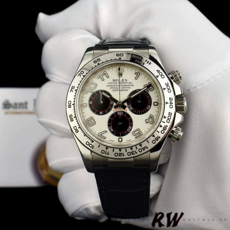 Rolex Daytona 116519 Panda Dial Black Leather Strap 40mm Mens Replica Watch