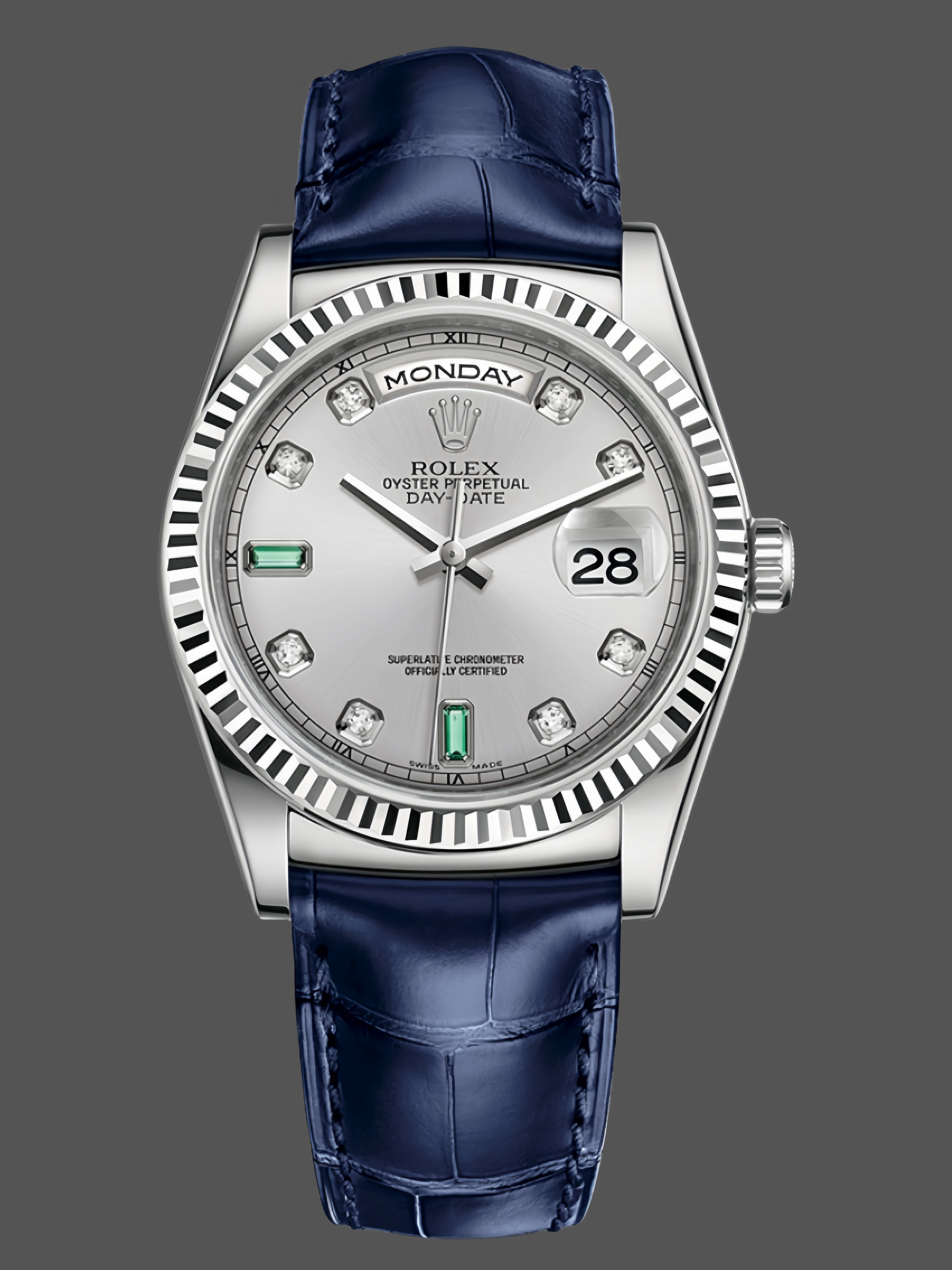Rolex Day Date 36 White Gold Diamond Rhodium Dial 118139 0053