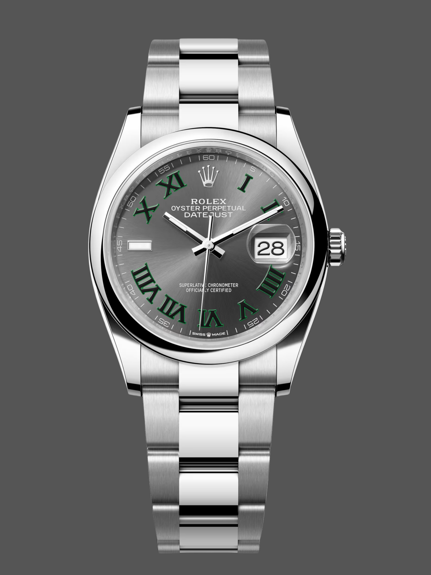 Rolex Datejust 126200 Stainless Steel Grey Wimbledon dial 36MM Unisex Replica Watch
