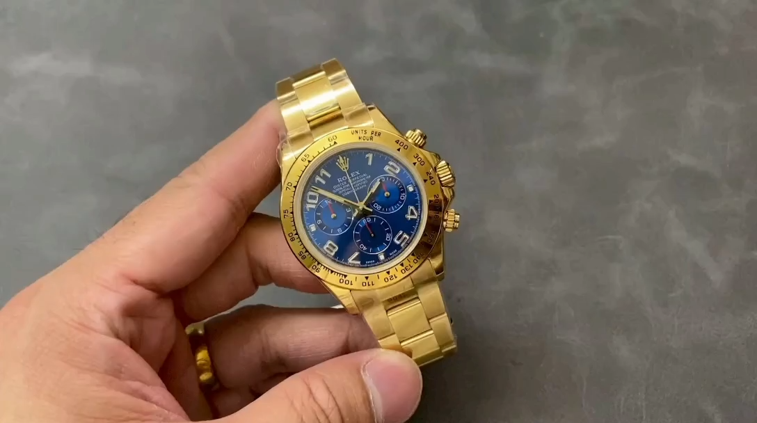 Rolex Daytona 116528 Yellow Gold Blue Racing Dial 40mm Mens Replica Watch