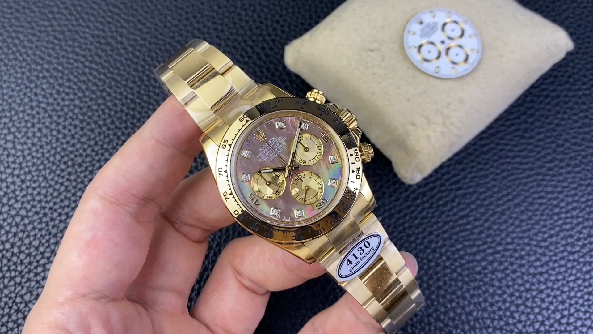 Rolex Daytona 116508 Yellow Gold Black Mother Of Pearl Dial 40MM Mens Replica Watch