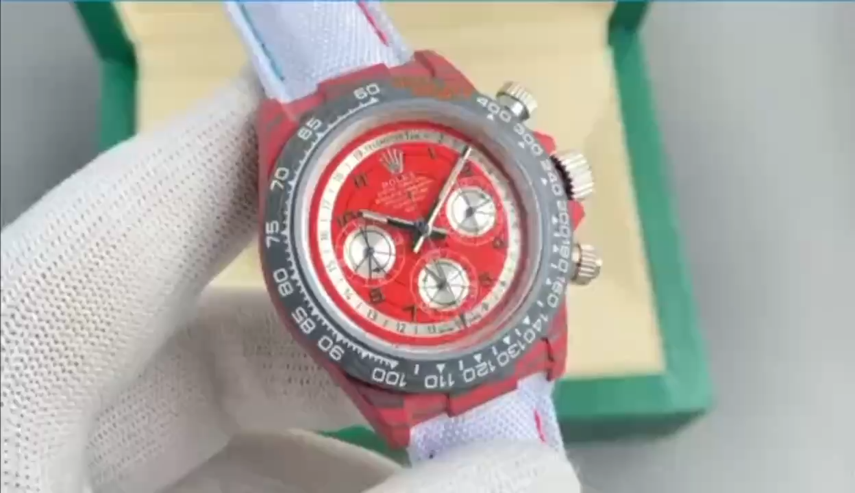 Rolex Daytona Diw Customised Oyster Red Quartz Carbon Fiber 40mm