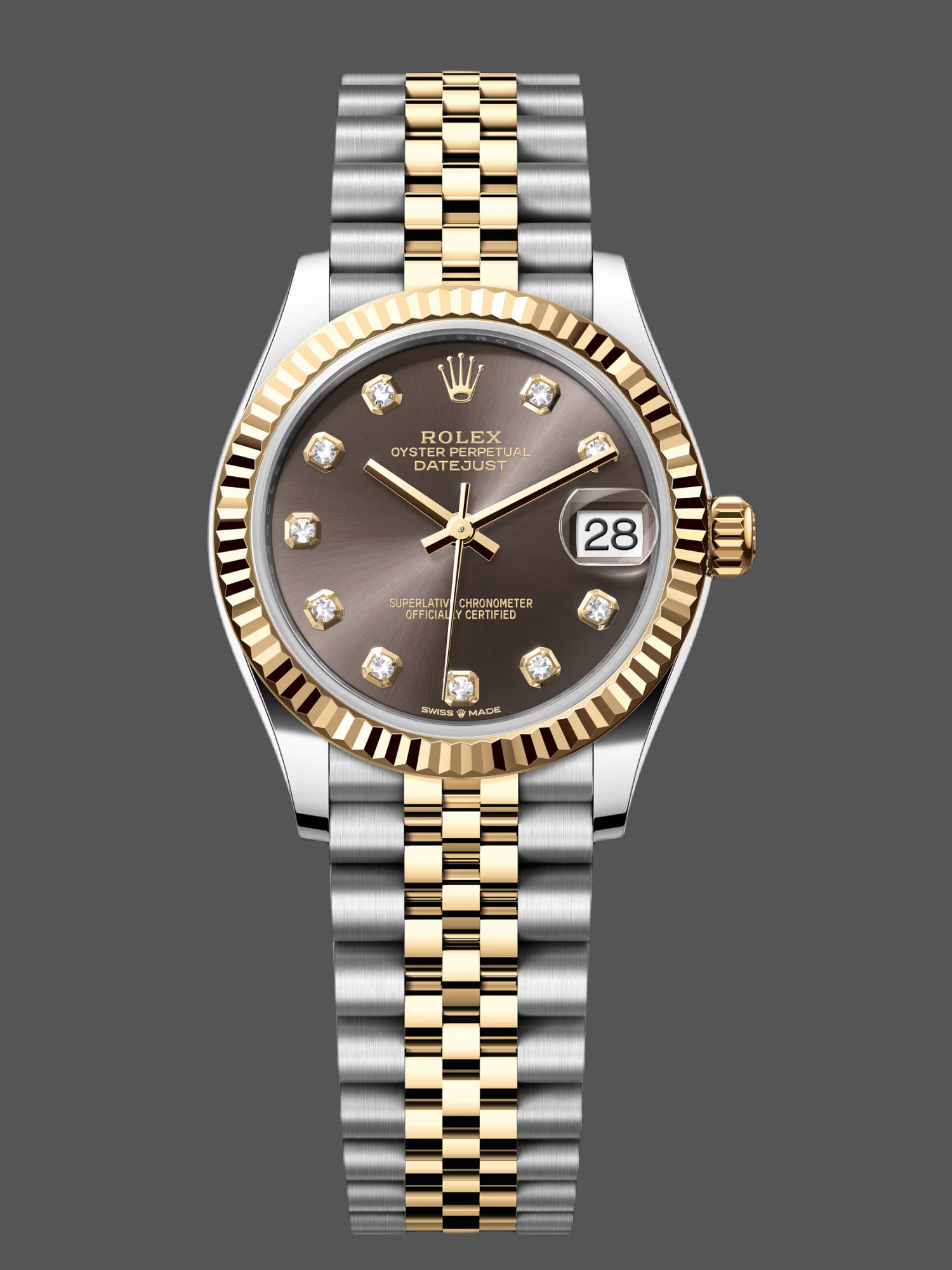 Rolex Datejust 31mm Stainless Steel and Yellow Gold 278273 0022 Grey Diamond Jubilee