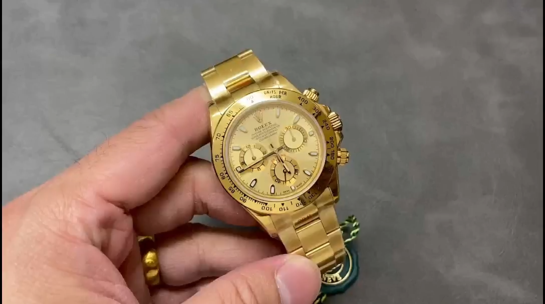 Rolex Daytona 116508 Yellow Gold Champagne Index Dial 40MM Mens Replica Watch
