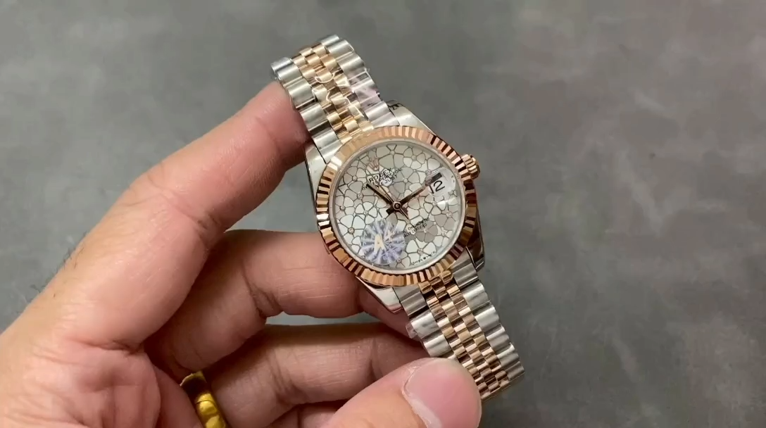 Rolex Datejust 31 Two Tone Silver Floral-Motif Diamond Bezel m278381rbr 0032 Women's Watch