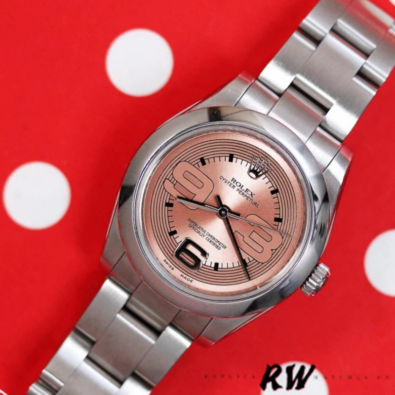 Rolex Oyster Perpetual 177200 Pink Maxi Arabic Dial Domed Bezel 31mm Lady Replica Watch