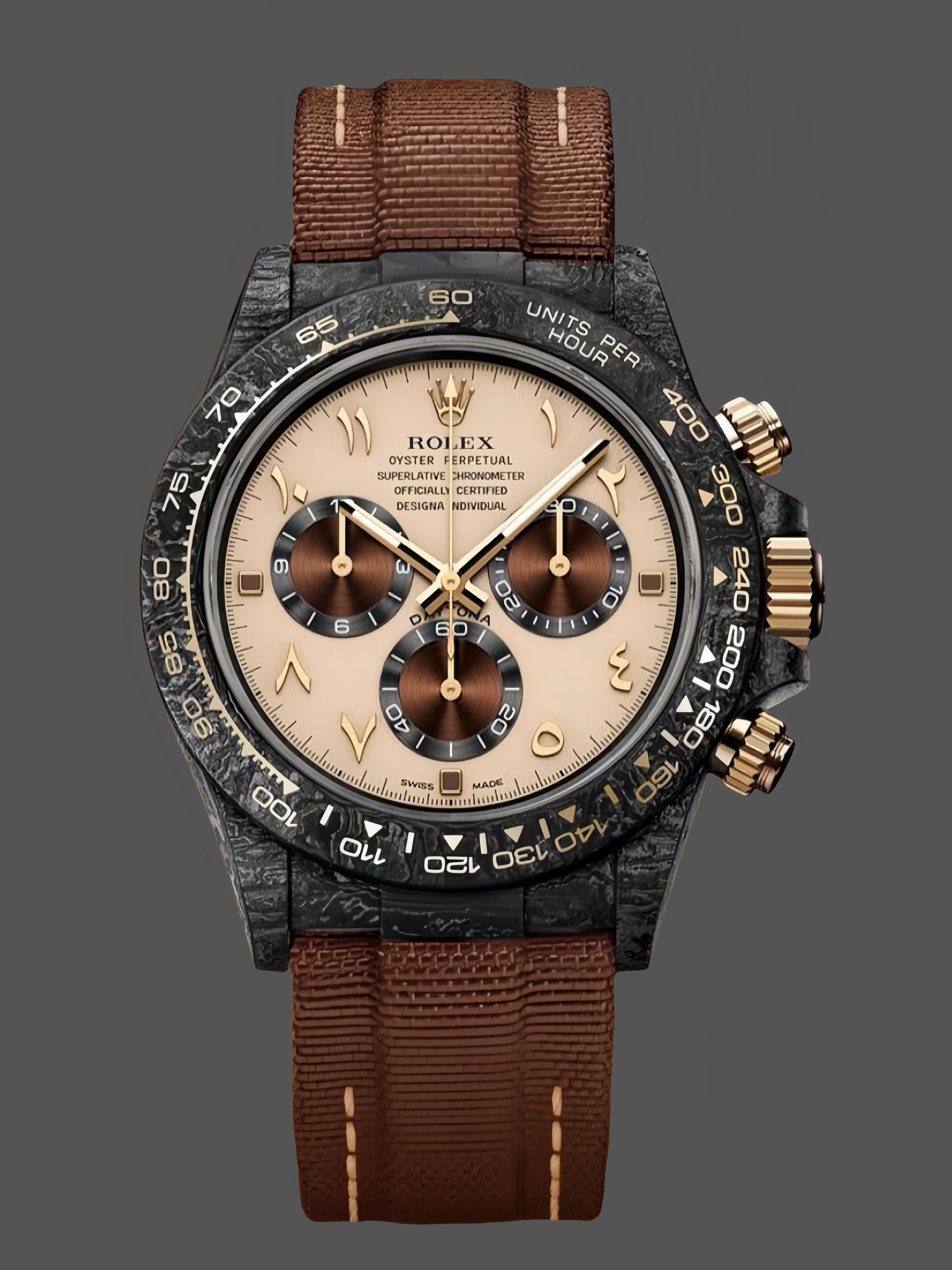 Rolex Daytona DIW Desert Eagle Arabic Carbon Fiber Customised Cream Dial 40 mm