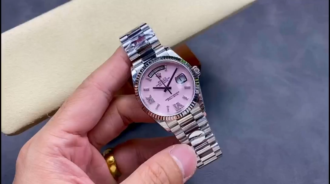Rolex Day-Date 128239 White Gold Pink Opal Dial 36MM Unisex Replica Watch