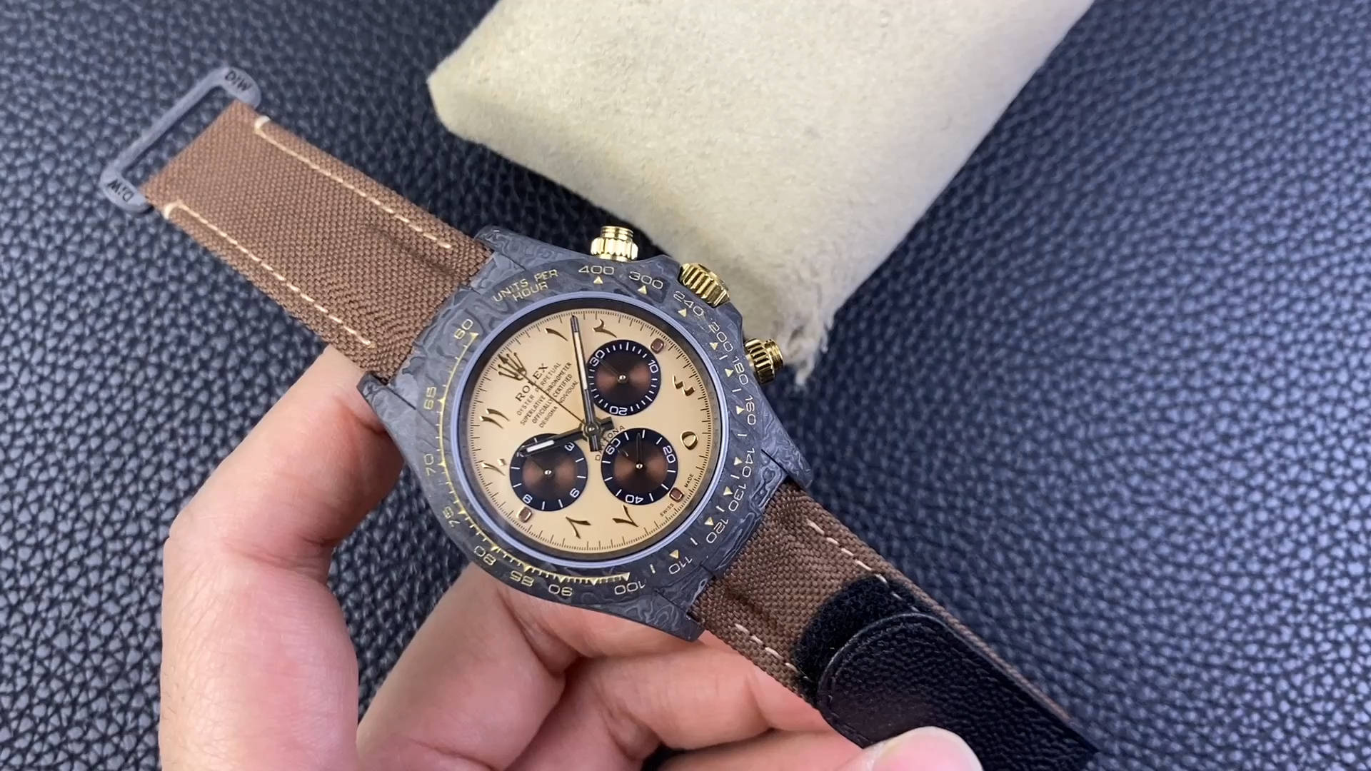 Rolex Daytona DIW Desert Eagle Arabic Carbon Fiber Customised Cream Dial 40 mm