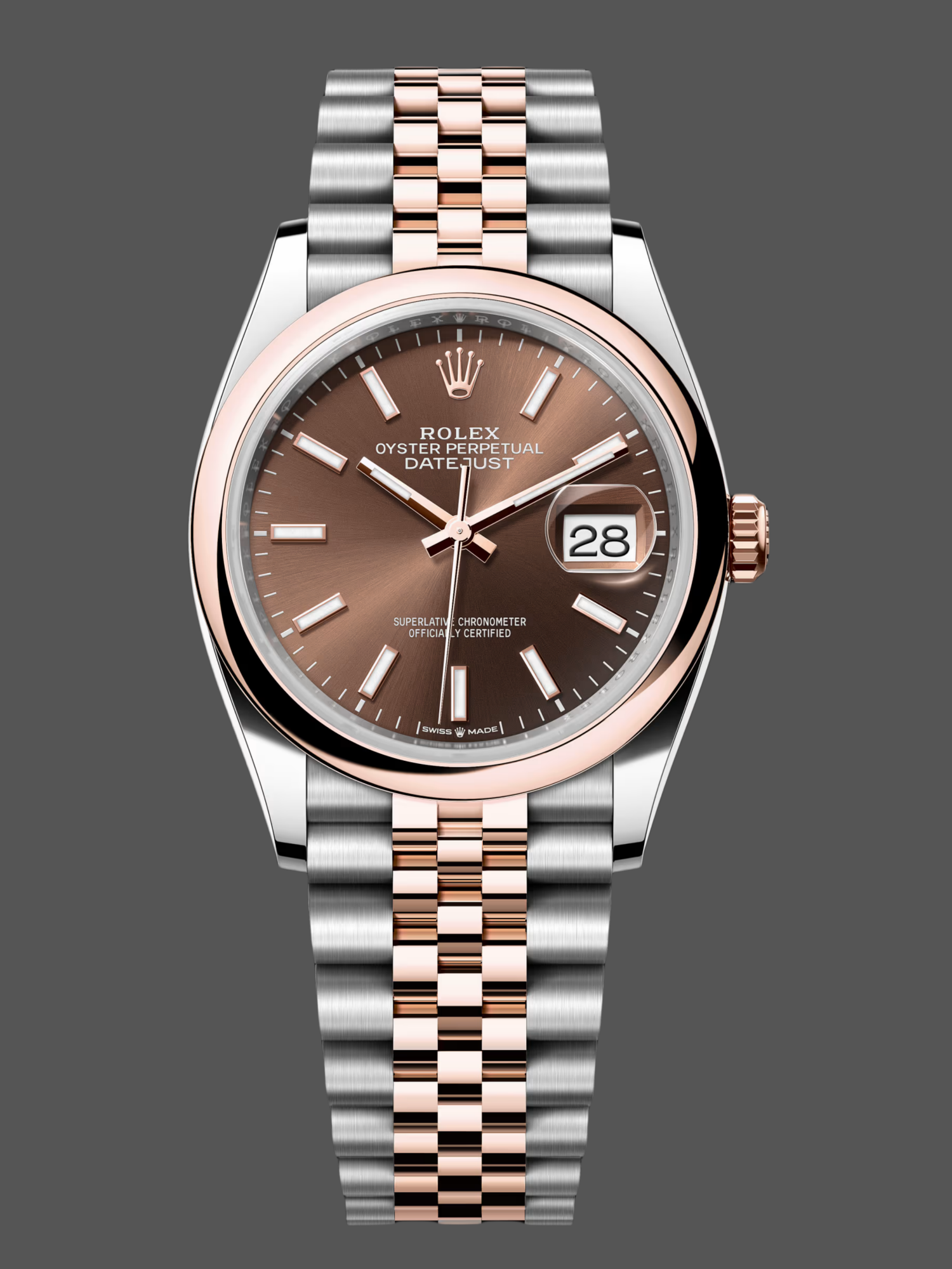 Rolex Datejust 36 Steel & Everose Gold Chocolate Dial M126201 0043 Women's Watch