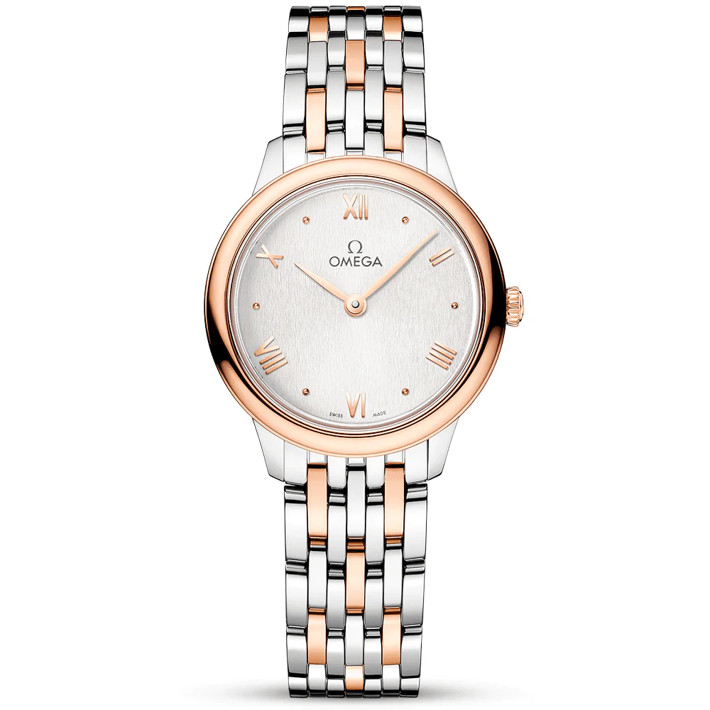 OMEGA De Ville Prestige 27.5mm Two-Tone Silver/Rose Dial Bracelet Watch