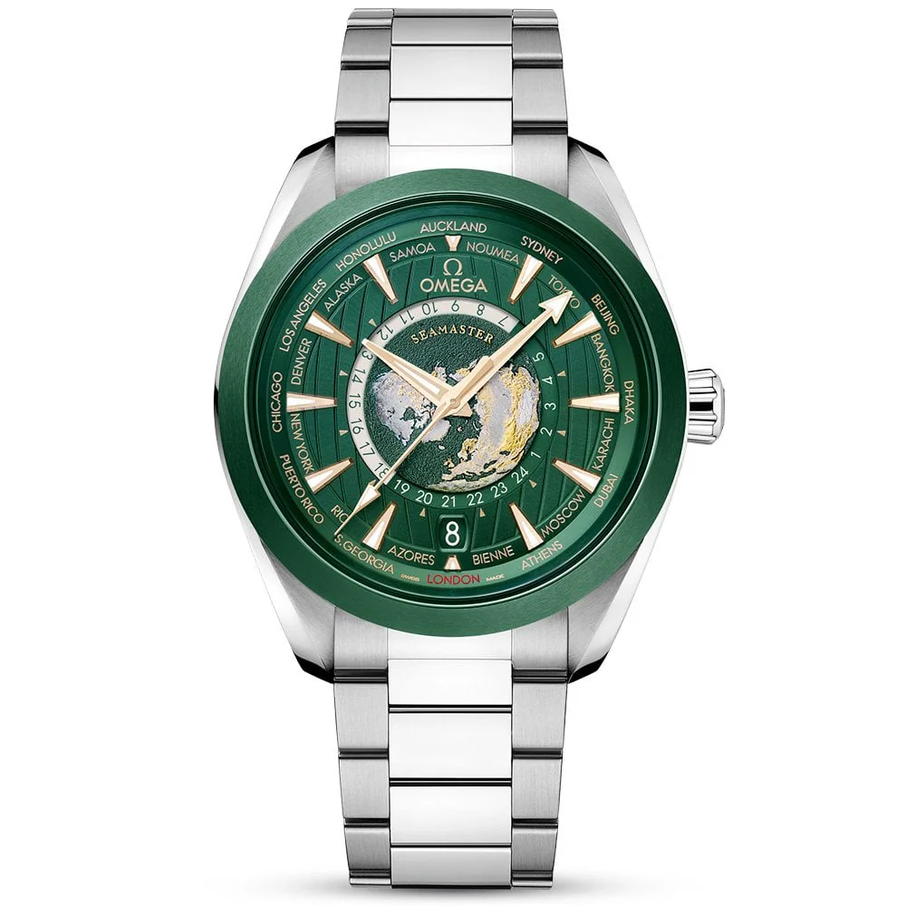 OMEGA Seamaster Aqua Terra GMT Worldtimer 43mm Green Dial Men's Watch