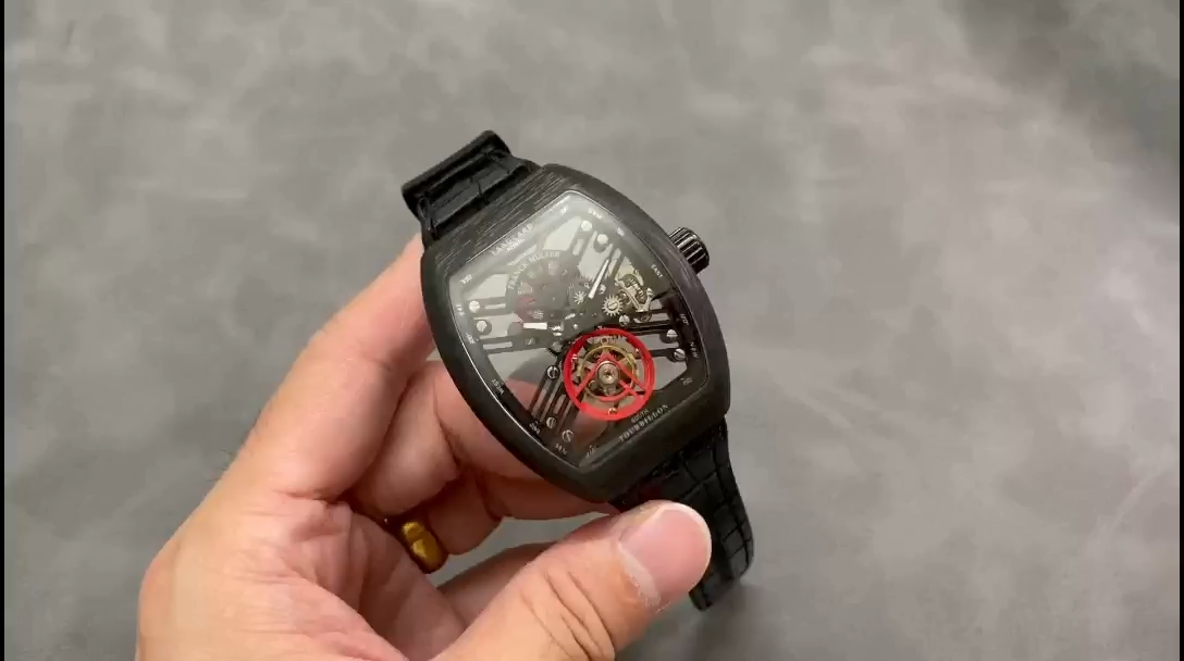 Franck Muller Skeleton V45 T SQT Black Strap 35.6mm×40.6mm